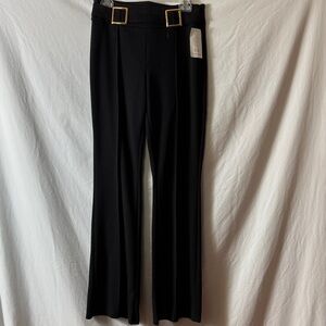 Chic Black Flare Pants with Gold Accents